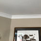 floral plaster cornice shown in living room