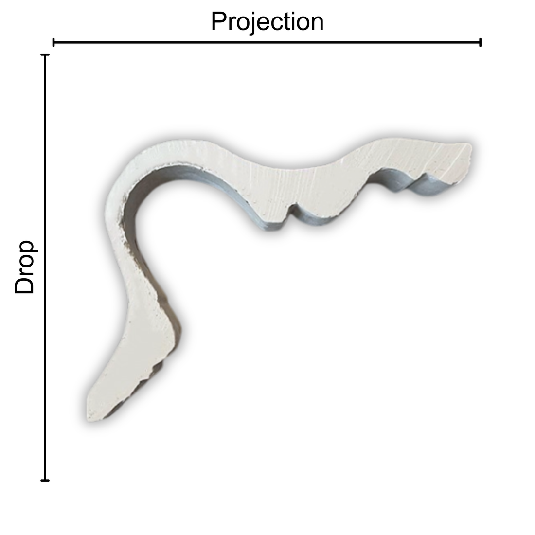 Technical diagram showing coving projection and drop: projection 125mm, drop 95mm