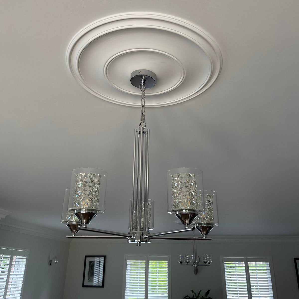 Cose up of Plain Spun Plaster Ceiling Rose