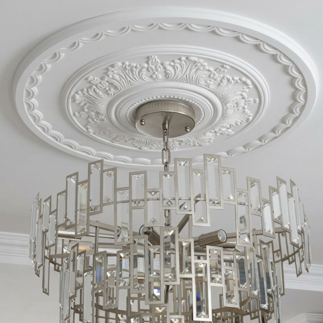 Close up of Victorian Ornate Plaster Ceiling Rose