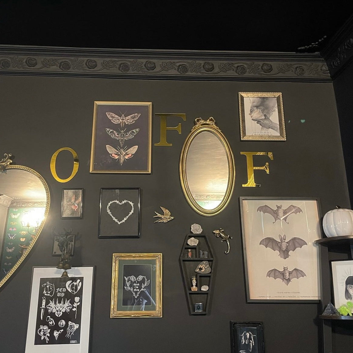 example of ornate plaster coving colour drenched in black