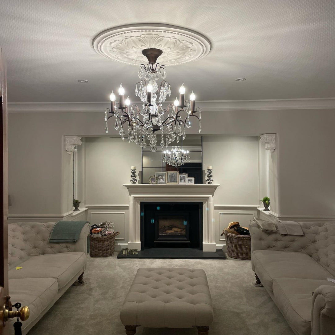 Ornate Floral Plaster Ceiling Rose in traditional main room