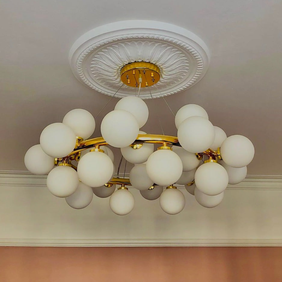 Sunflower Plaster Ceiling Rose with unique light fitting