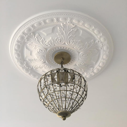 Large Acanthus Leaf Plaster Ceiling Rose in white room