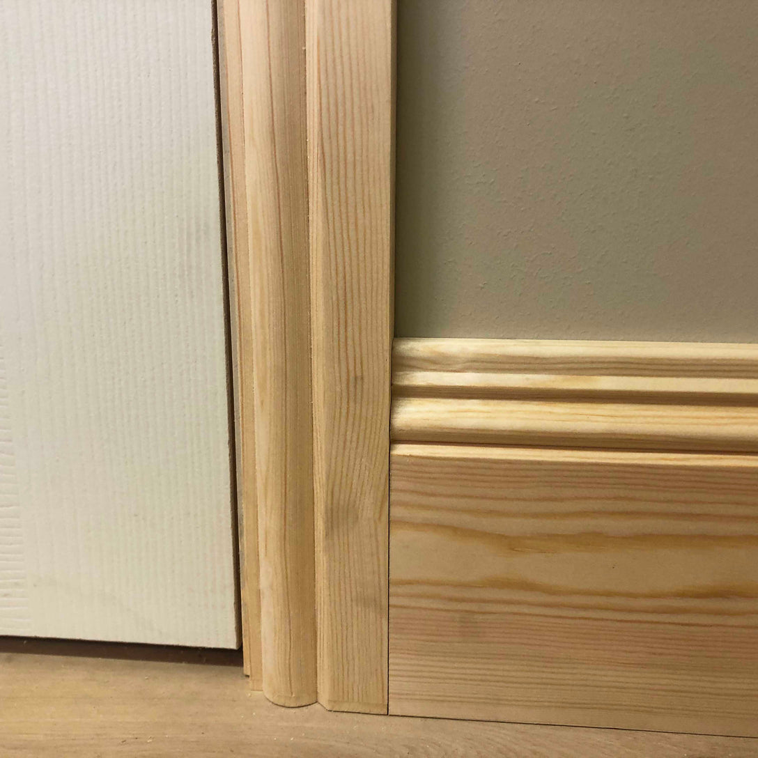 skirting board shown joining with Victorian Timber Architrave 67mm x 21mm 