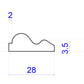 technical image showing Victorian Timber Panel Mould measurements 28mm x 11mm 