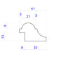technical image showing Antique Timber Panel Mould measurements 41mm x 28mm 
