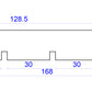technical image showing measurements of 6 1/2 inch Torus Timber Skirting Board 168mm x 21mm