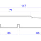 technical image showing measurements of lambs tongue victorian skirting board