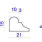 Antique techica image showing measurements of Timber Panel Mould 21mm x 15mm 