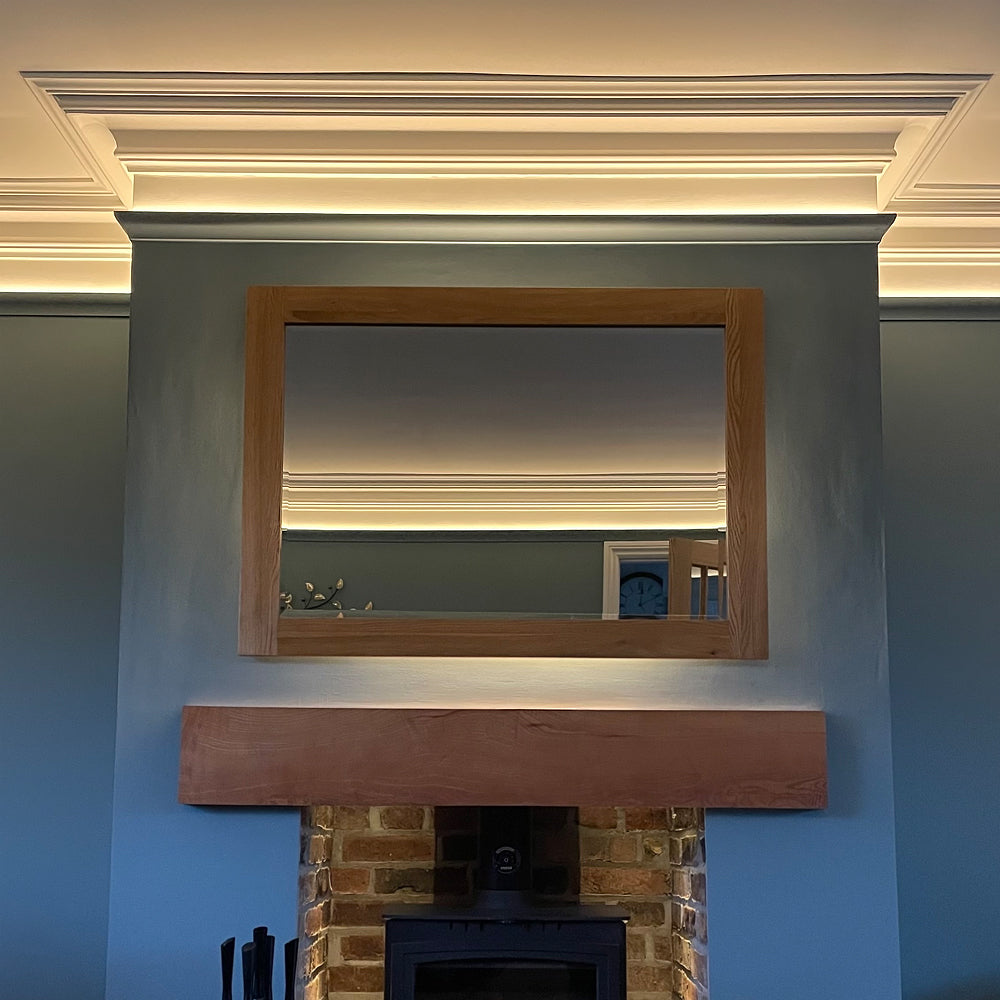 swan neck plaster coving shown with LED's