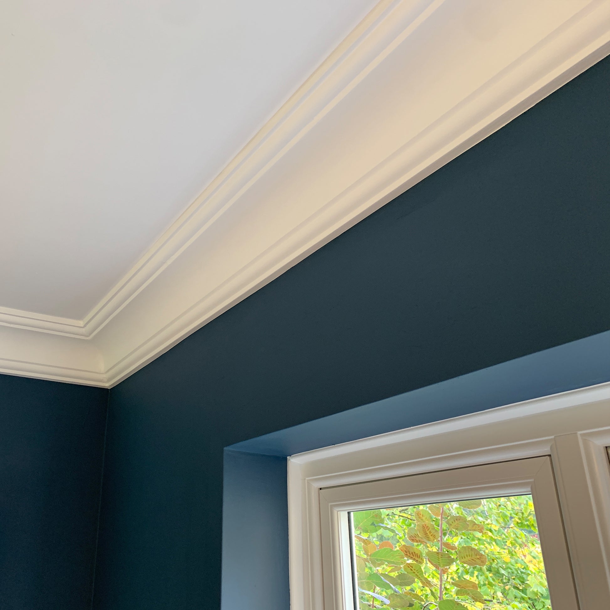 Plaster Coving Plain Run displayed above window