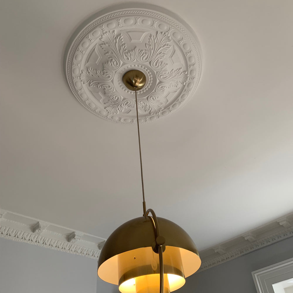Large Acanthus Leaf Plaster Ceiling Rose with light fitting