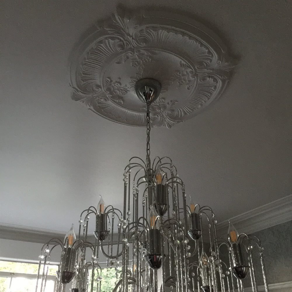 French Style Plaster Ceiling Rose in dark room