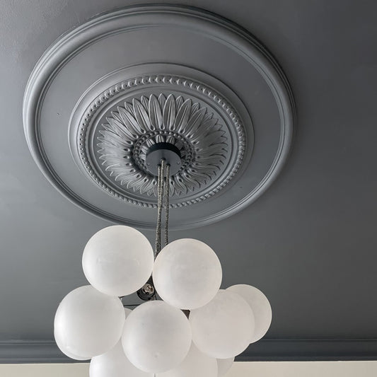 Large Sunflower Ceiling Rose with modern light fitting