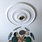 Large Sunflower Ceiling Rose with colourful light fitting