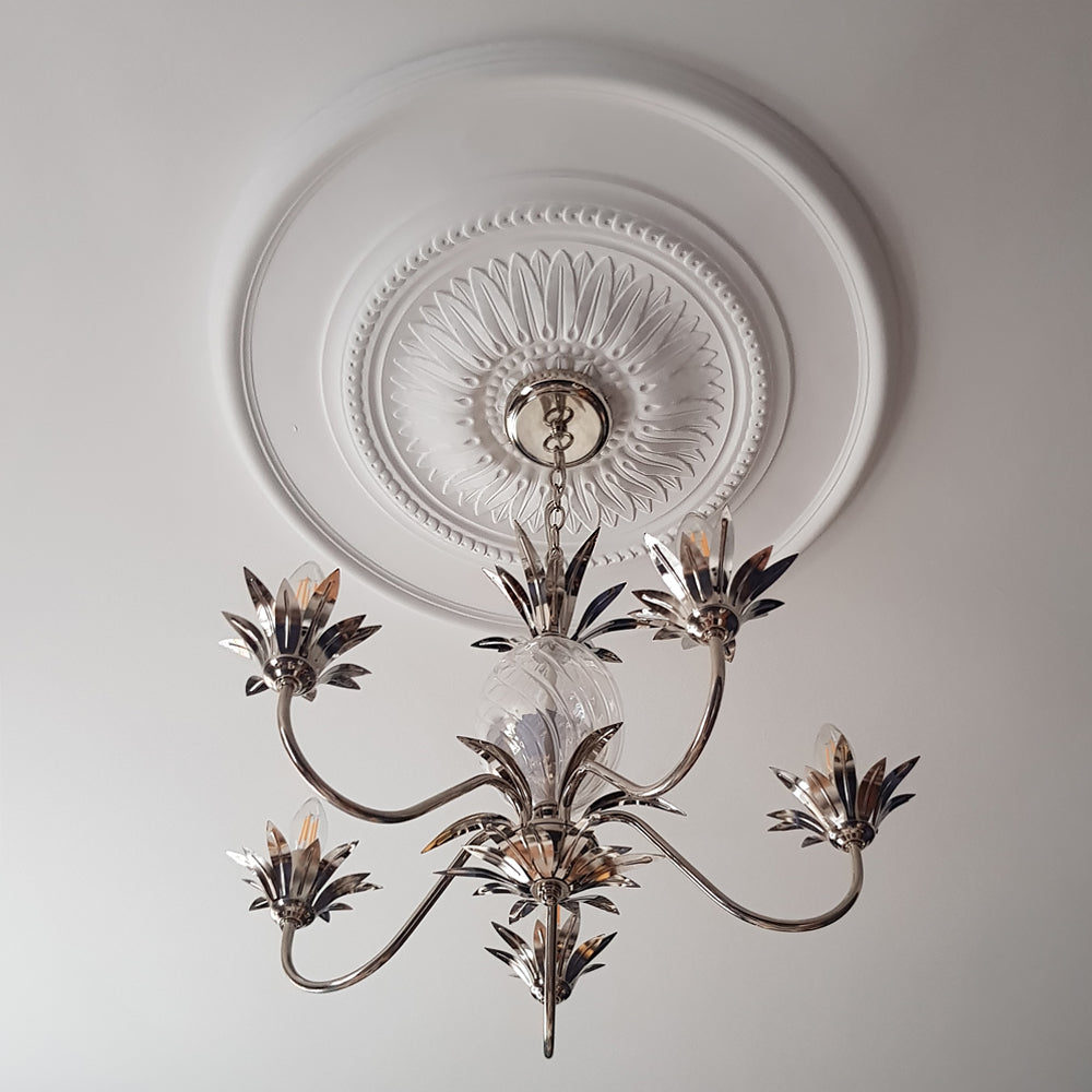 Large Sunflower Ceiling Rose with metal light fitting