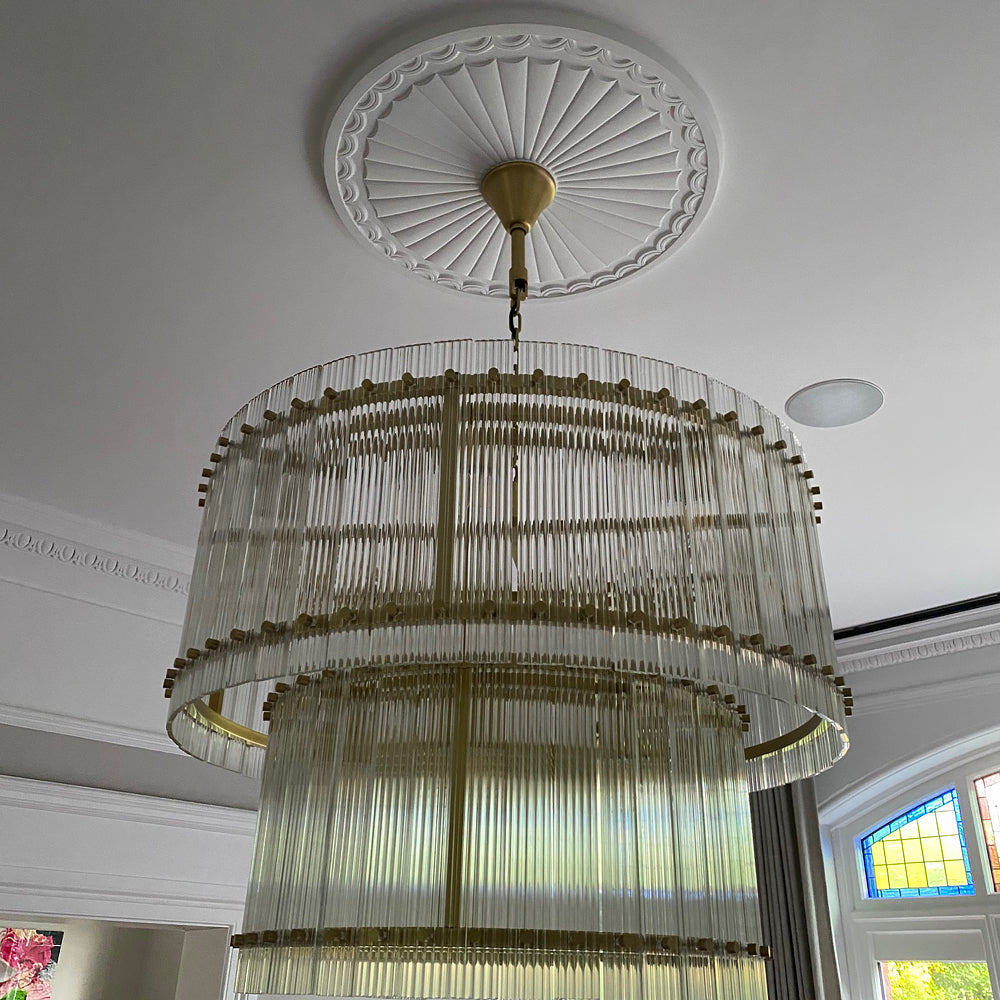 example of adams sunburst plaster ceiling rose with chandelier 