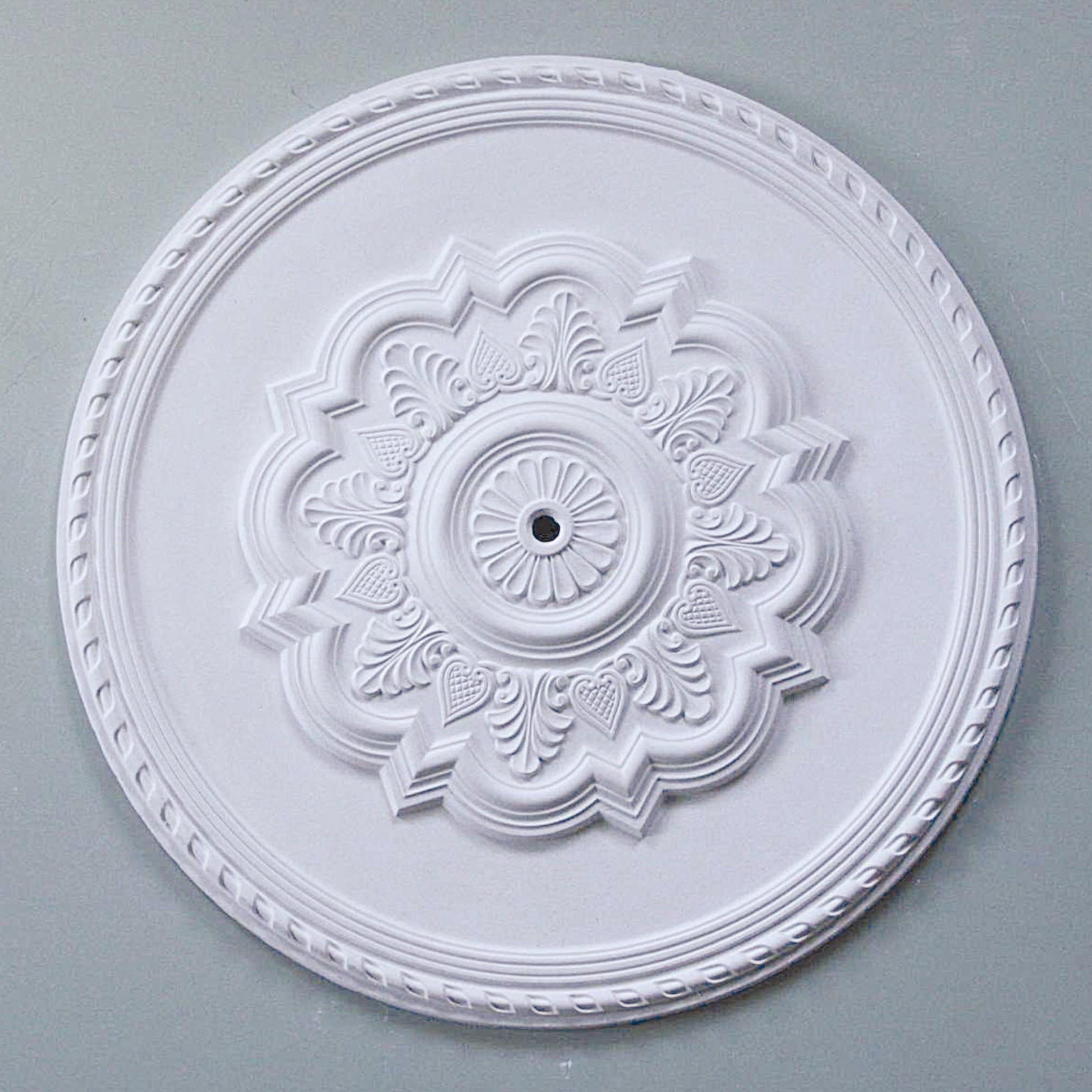 Palmette & Rope Plaster Ceiling Rose detailing from above