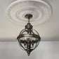 fitted Victorian Sunflower Plaster Ceiling Rose with chandelier - 750mm dia.