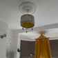 floral art deco plaster ceiling rose fitted in children's room 680mm