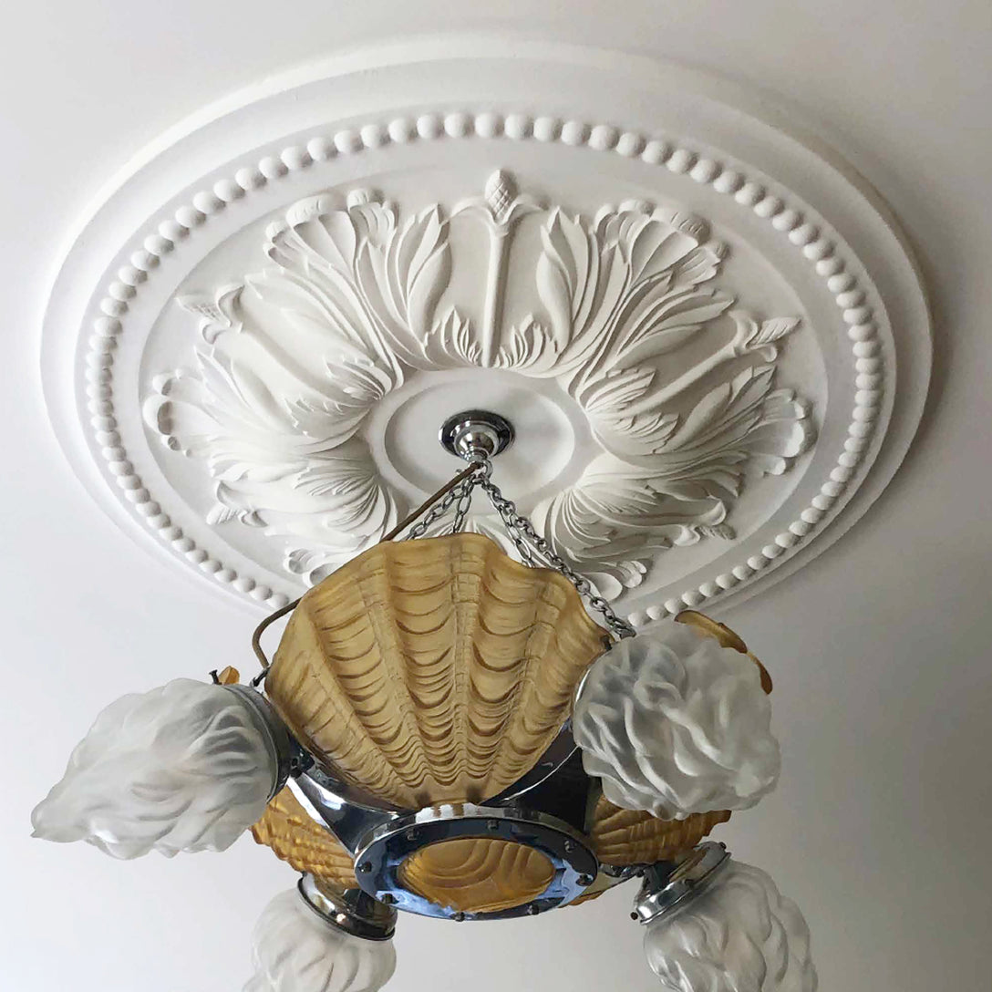 Ornate Floral Plaster Ceiling Rose in bright room