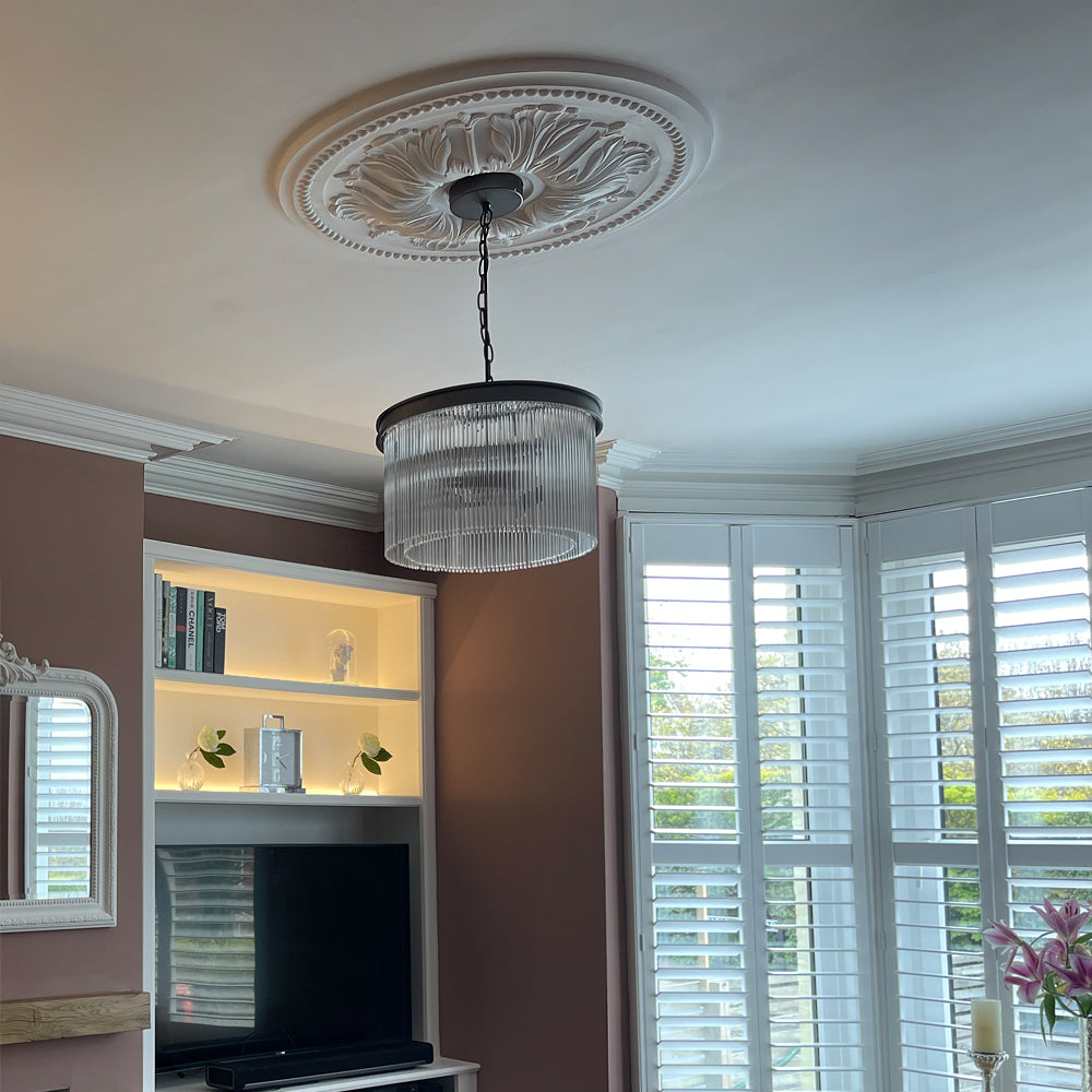 Ornate Floral Plaster Ceiling Rose in natural light