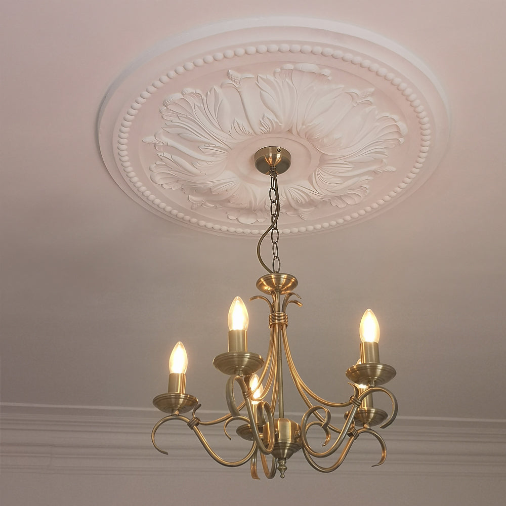 Ornate Floral Plaster Ceiling Rose on high ceiling