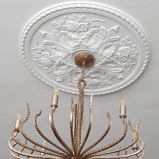 Wild Rose Plaster Ceiling Rose from below