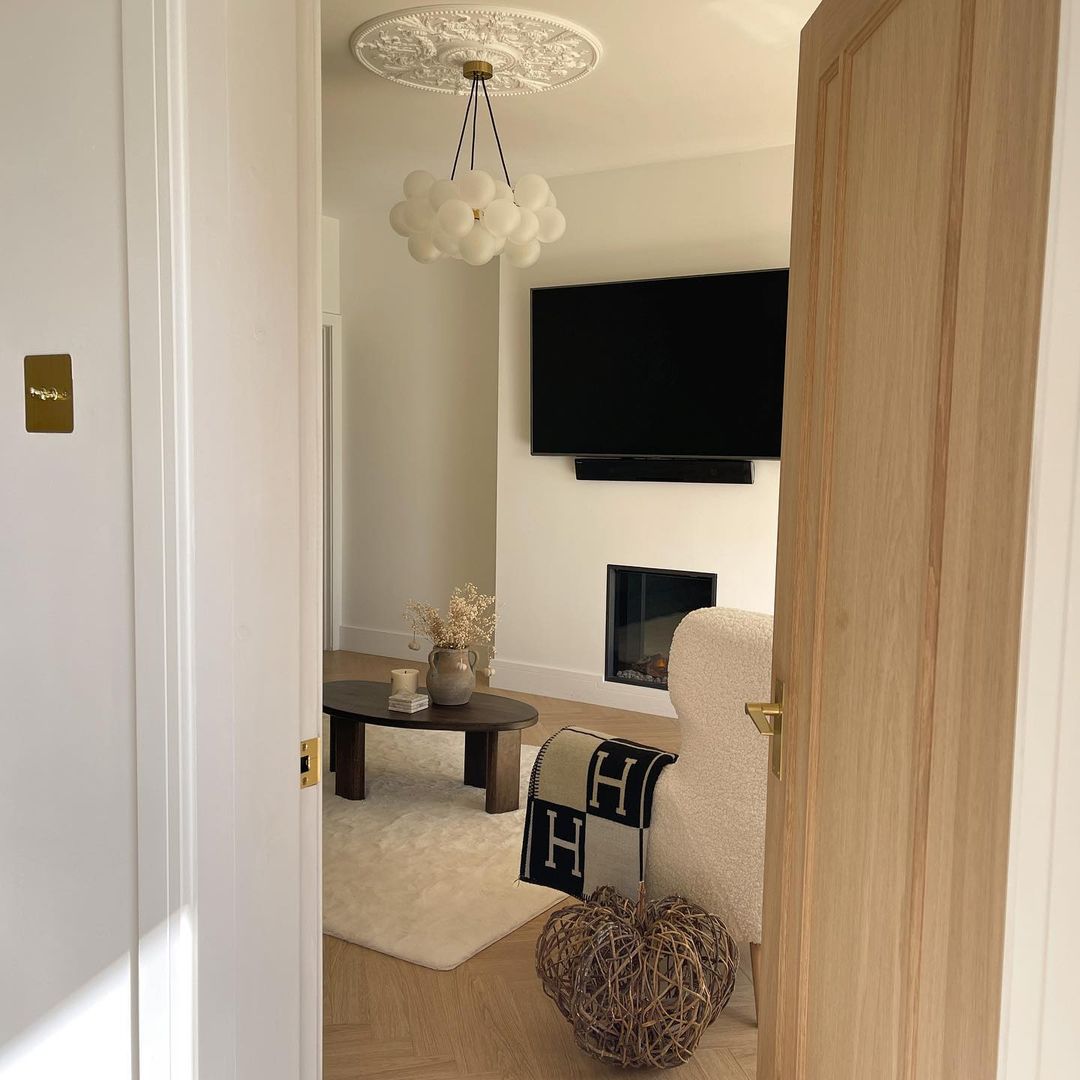 Large Plaster Ceiling Rose in furnished living room