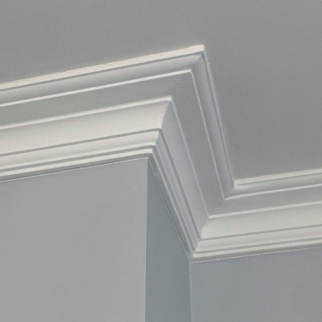 up-close photo of a section of Plaster Cornice - 110mm Drop