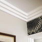 Art Deco Three step plaster cornice shown in a living room - 120MM