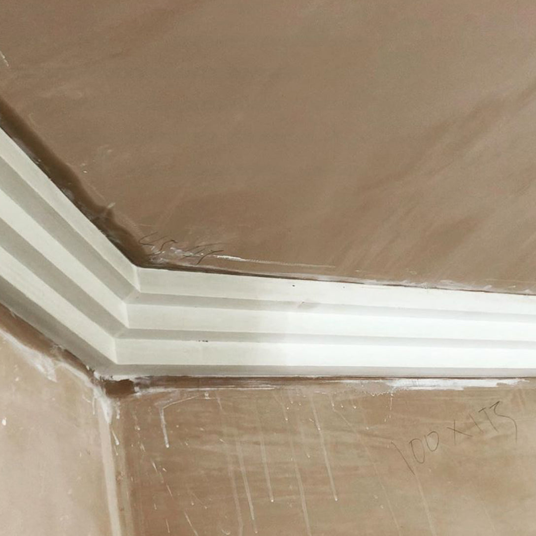 technical photo of Three Step Art Deco Plaster cornice with a 115mm Drop 