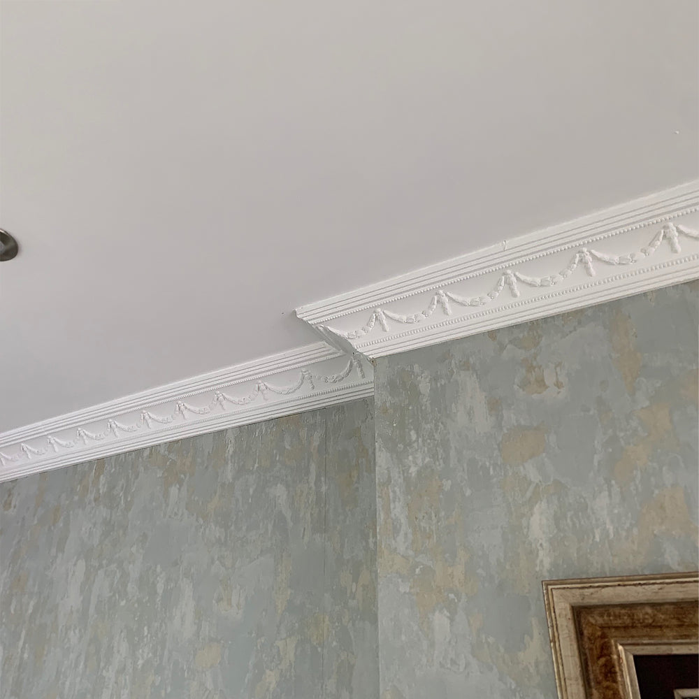 Georgian Swag and Drop Plaster Coving 85mm | Plaster Ceiling Roses