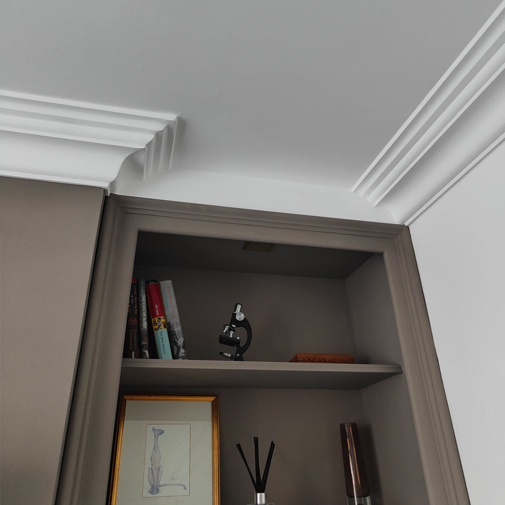 Large Dental Plaster Cornice above shelf cabinet - Drop 120mm Projection 260mm 