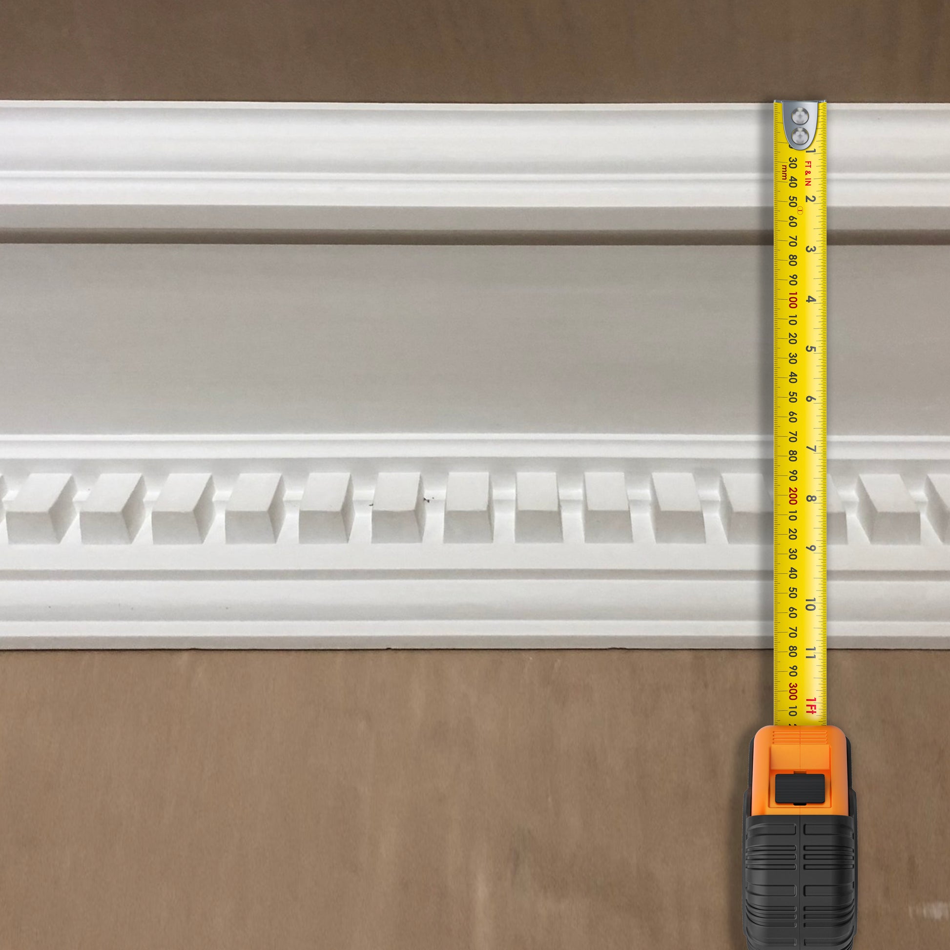 Large Dental Plaster Cornice shown with ruler for size - Drop 165MM