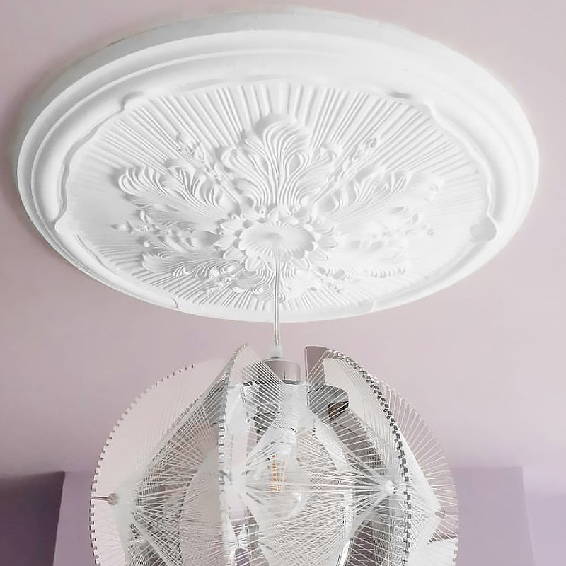 detailed image showing acanthus plaster ceiling rose close up