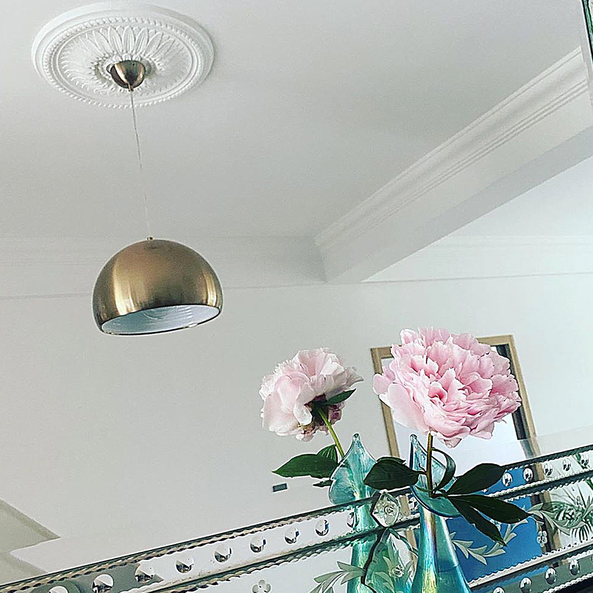 Sunflower Plaster Ceiling Rose in white room