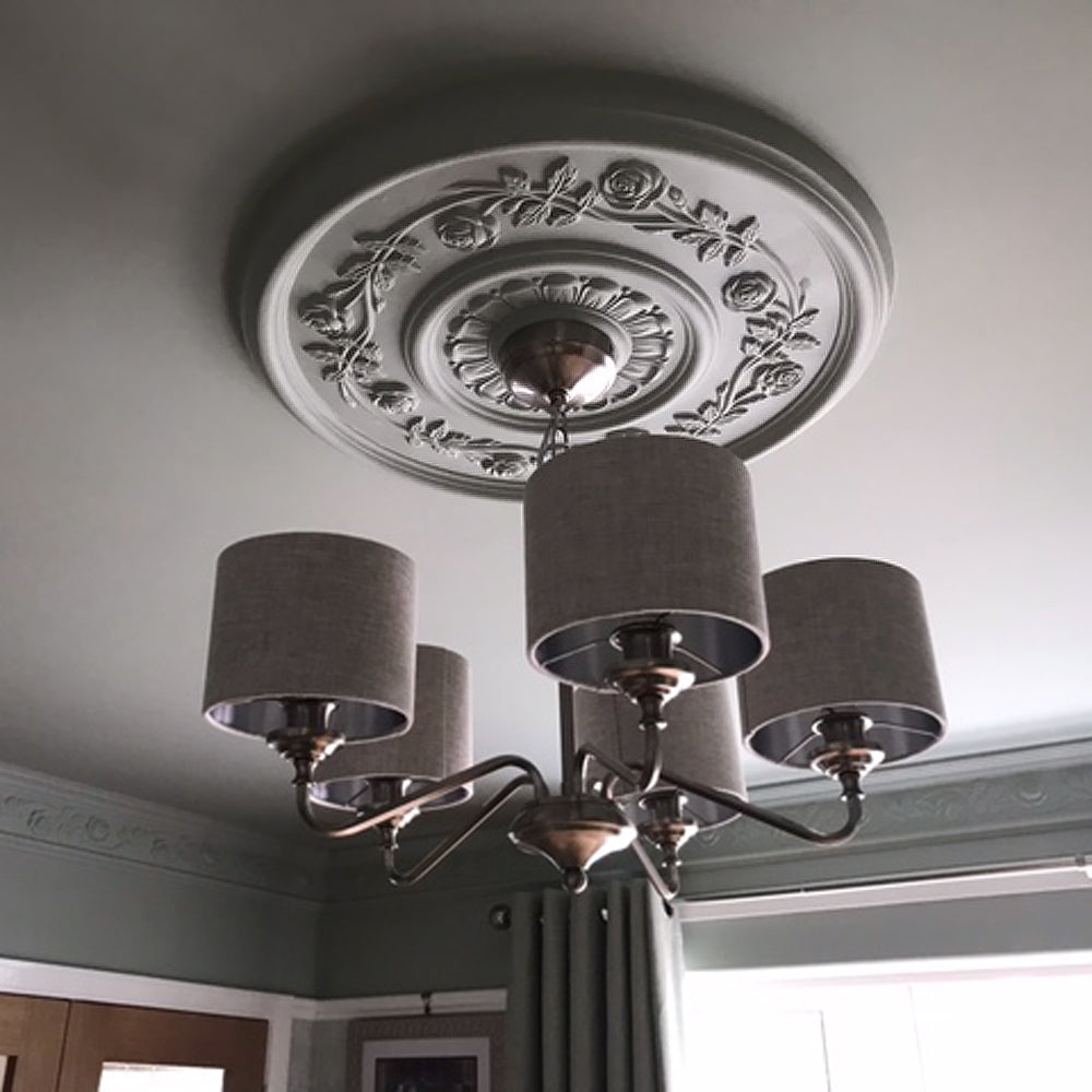 Rose Pattern Plaster Ceiling Rose in furnished main room