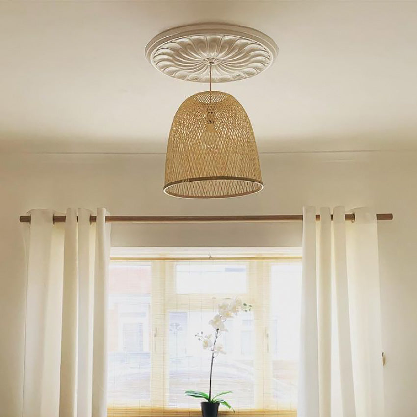 Art Deco Floral Plaster Ceiling Rose shown in neutral soft room 500mm