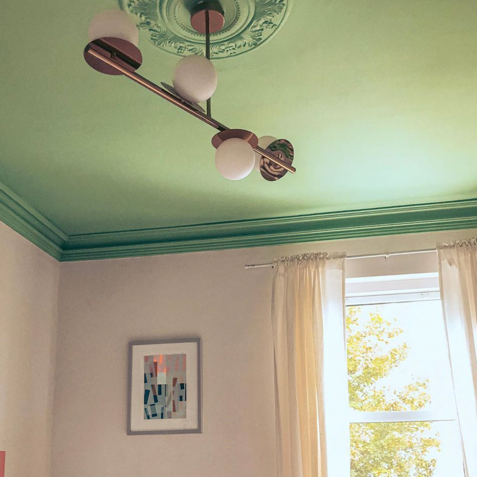 Victorian Plaster Ceiling Rose shown in mint green room 500mm dia. 