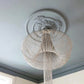 Acanthus Satellite Plaster Ceiling Rose show n with elegant chandelier 600mm dia. 