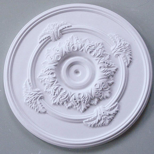 Acanthus Satellite Plaster Ceiling Rose shown before instillation 600mm dia. 