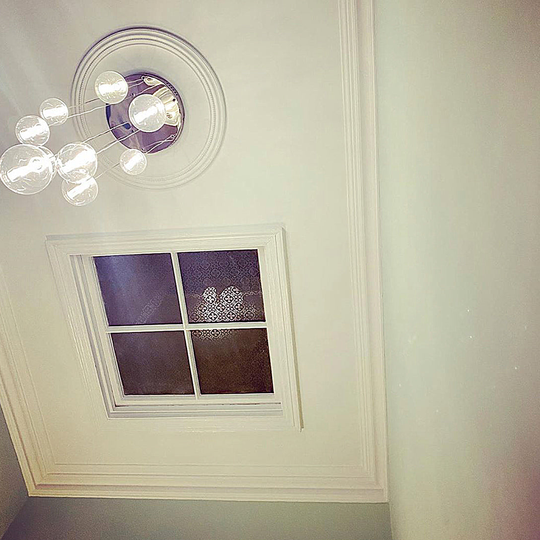 Plain Plaster Ceiling Rose with Beading from below