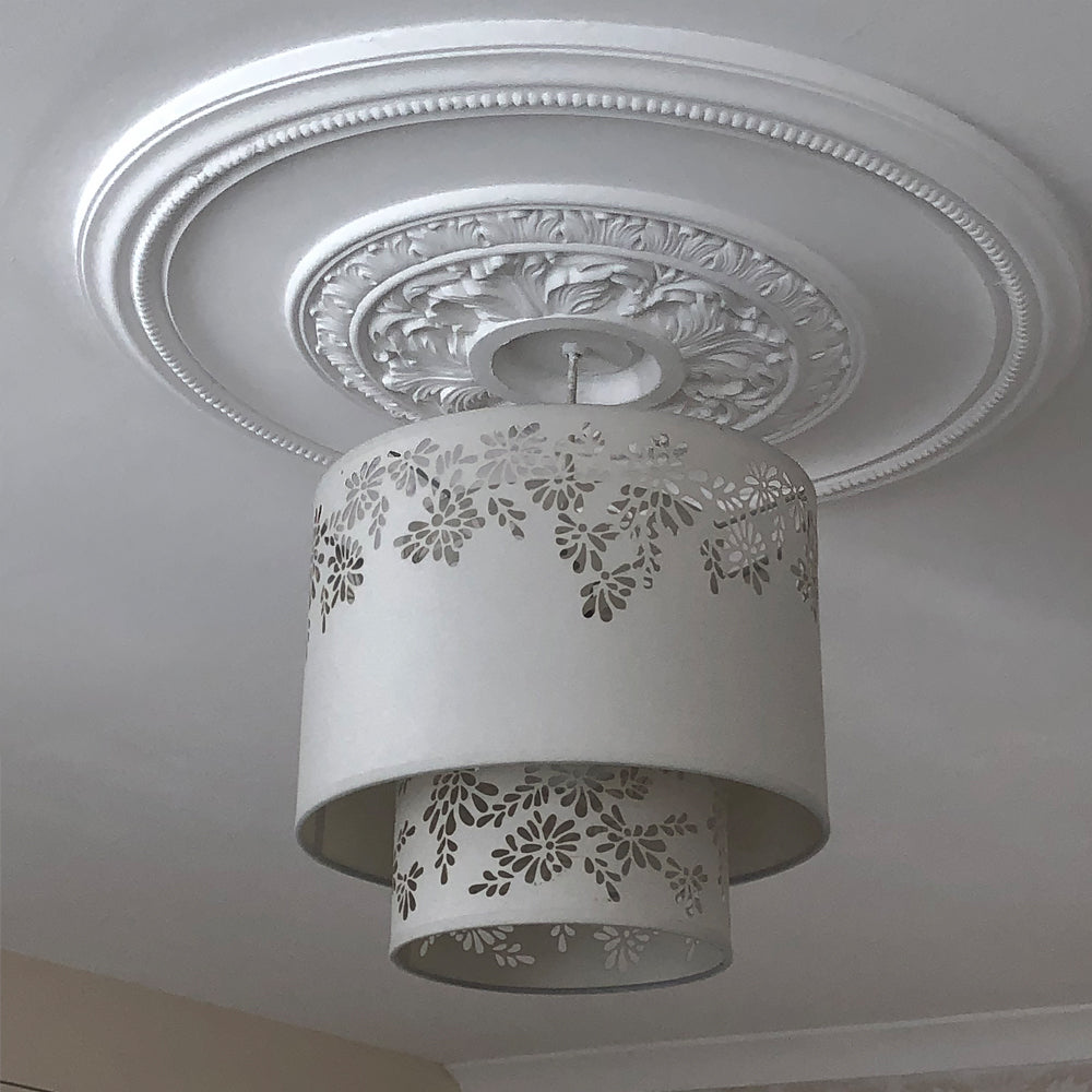Plaster Ceiling Rose Plain Acanthus with lamp shade