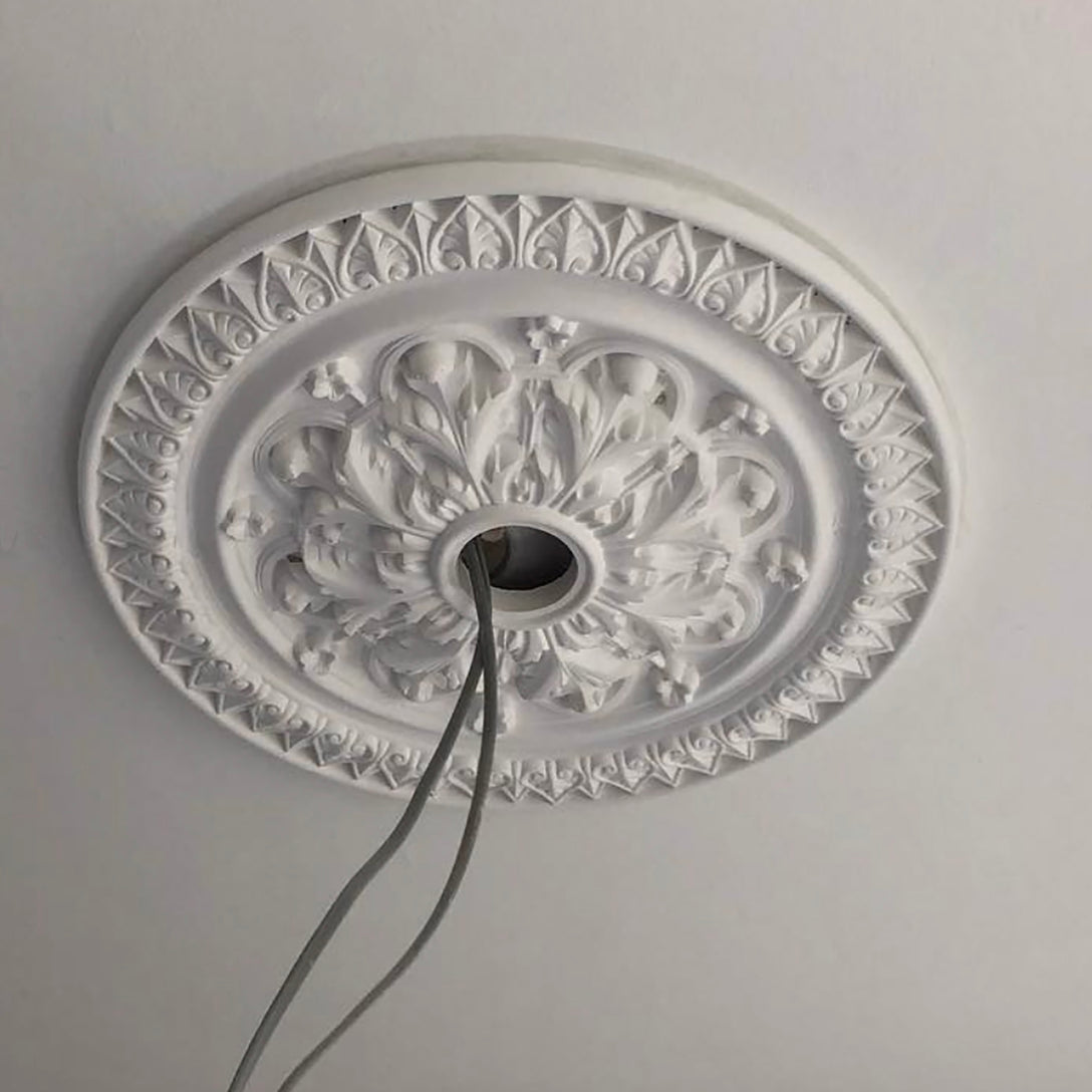 Ornate Victorian Plaster Ceiling Rose with wiring