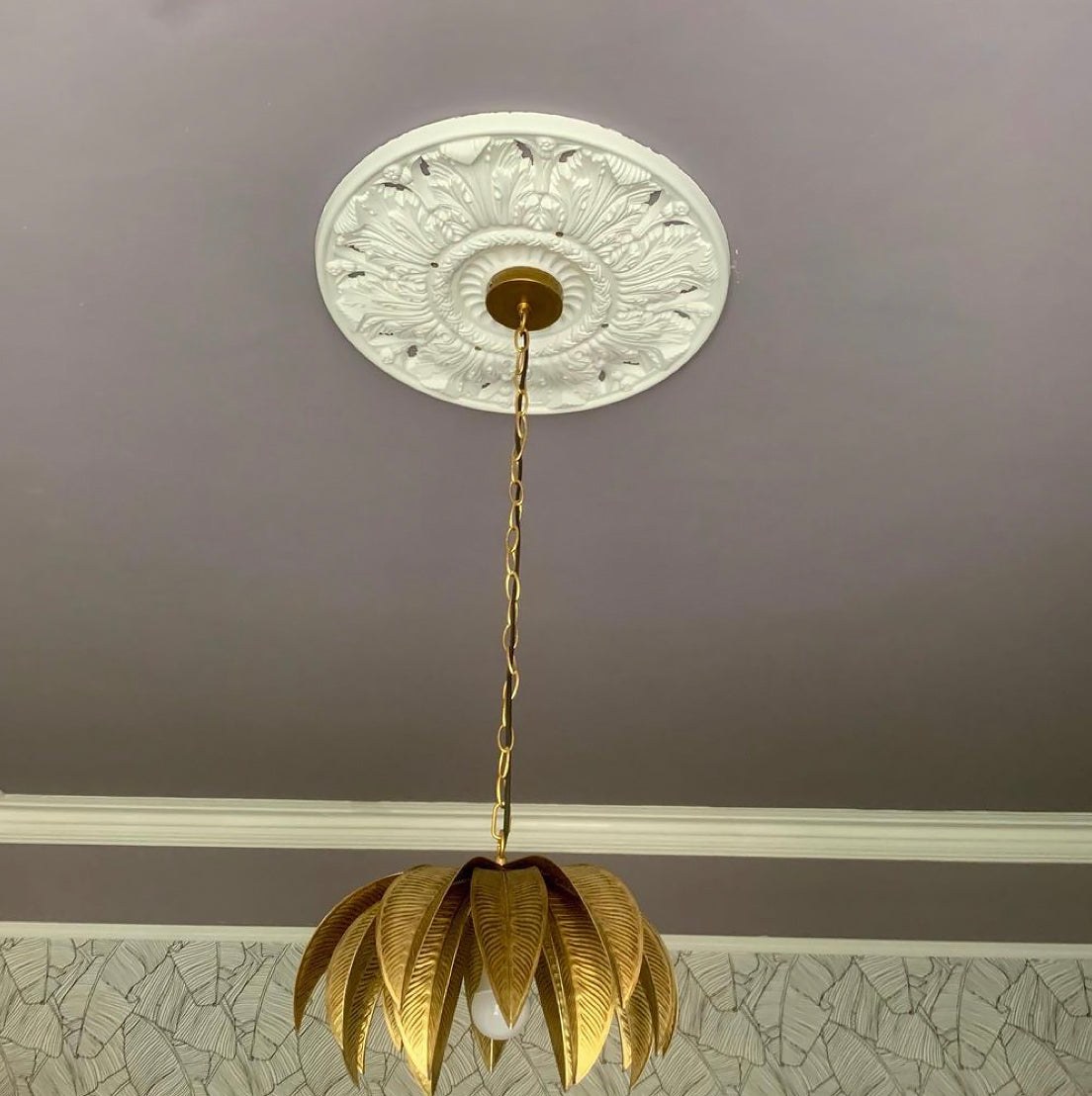 520mm crown and acanthus plaster ceiling rose decorated and installed 