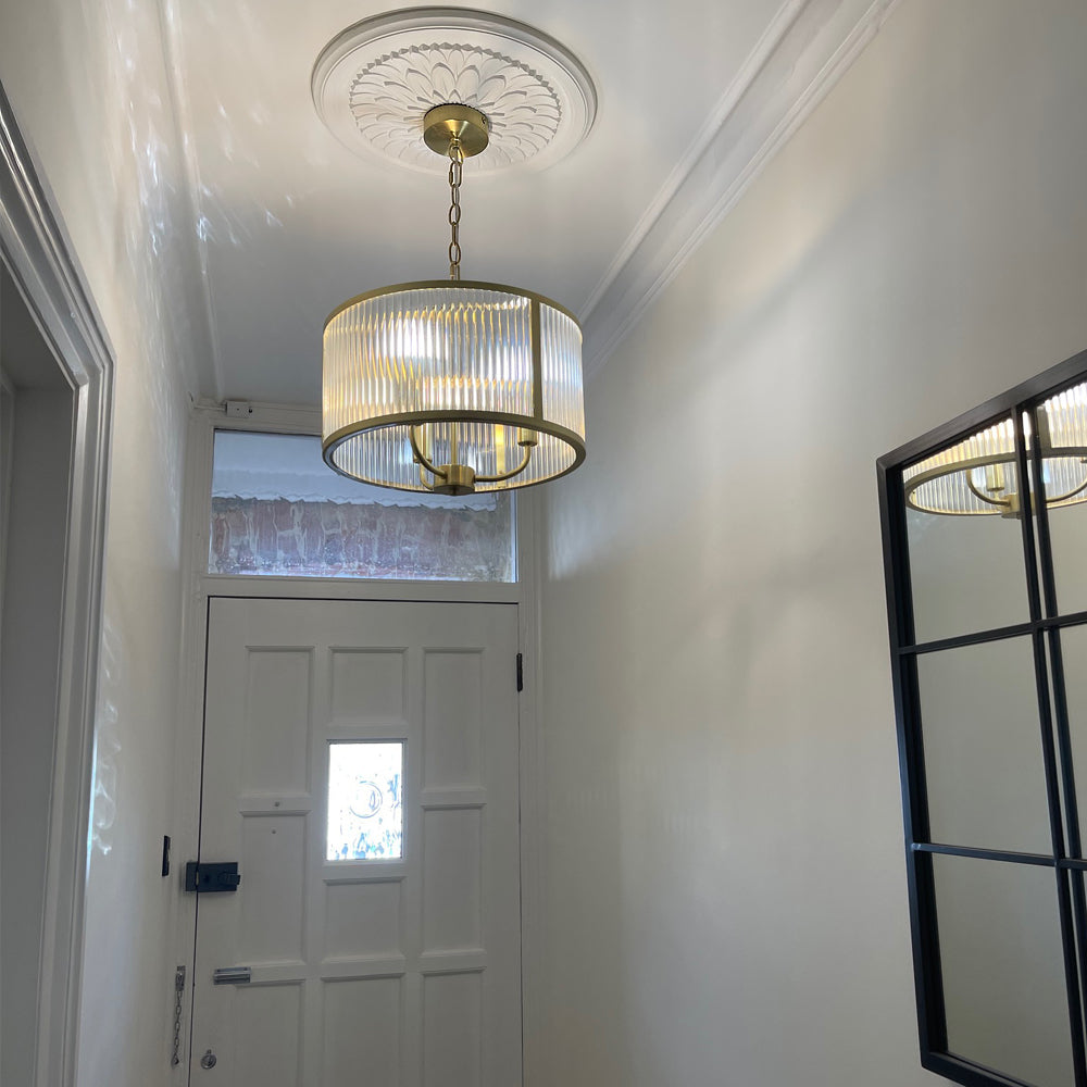 Victorian Floral Plaster Ceiling Rose in modern hallway