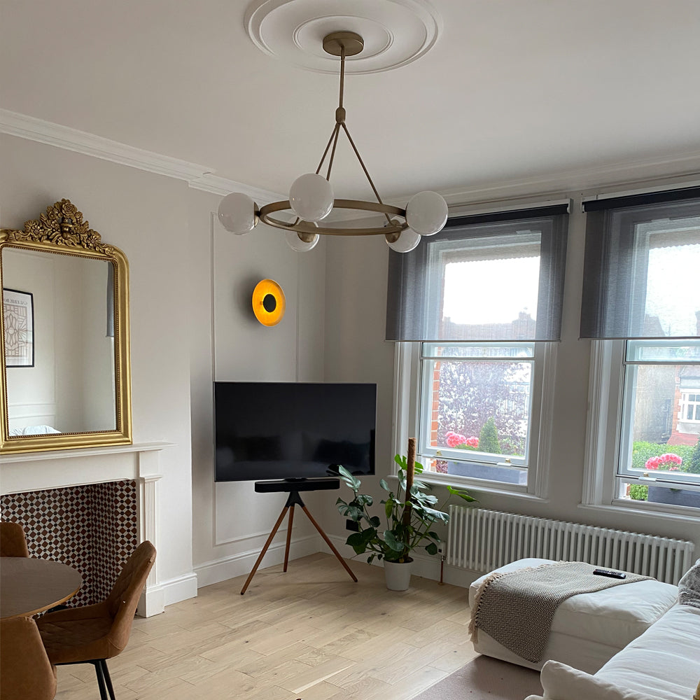 Plain Spun Plaster Ceiling Rose in modern living room