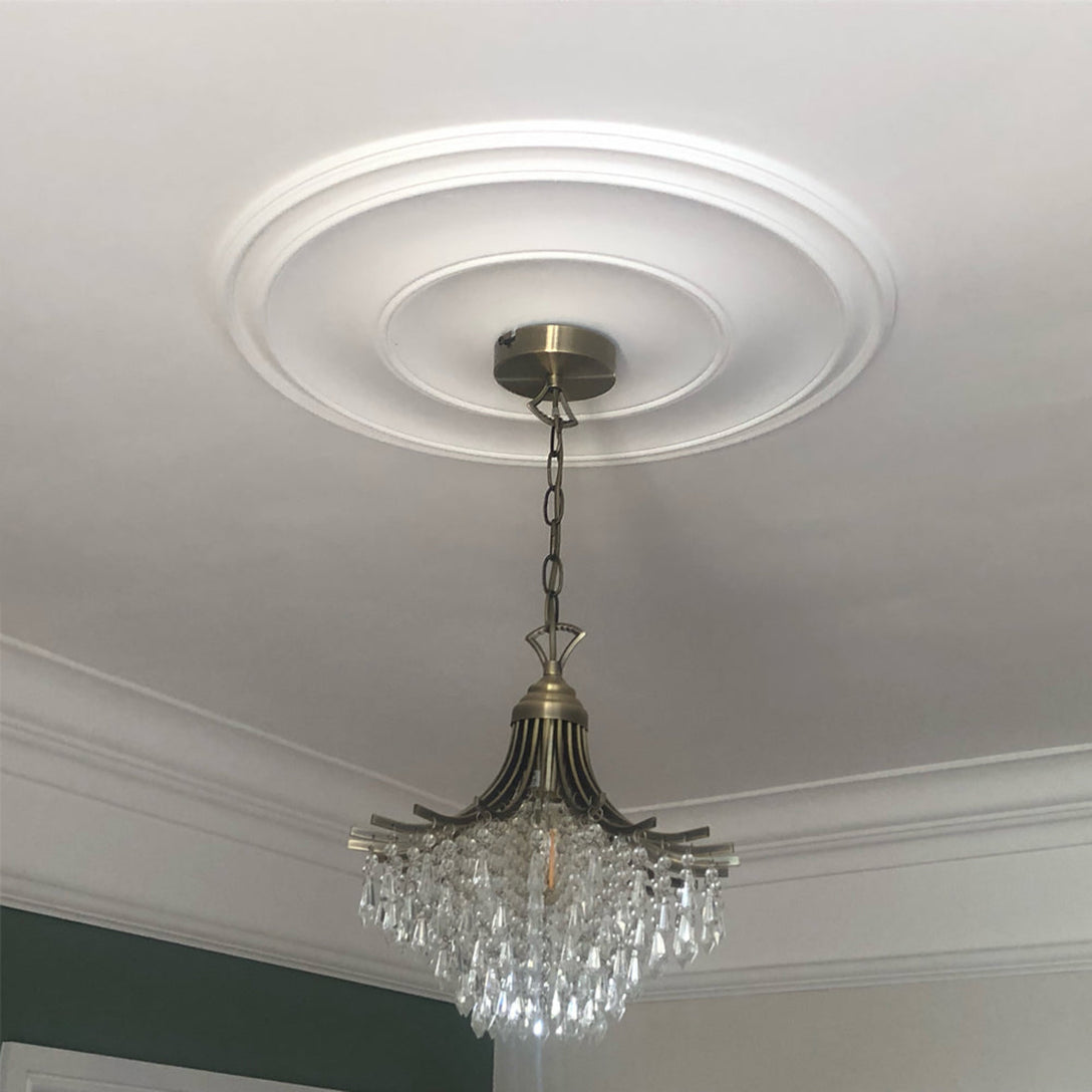 Plain Spun Plaster Ceiling Rose on high ceiling